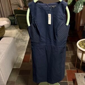 J. Crew Navy Blue Textured Midi Dress